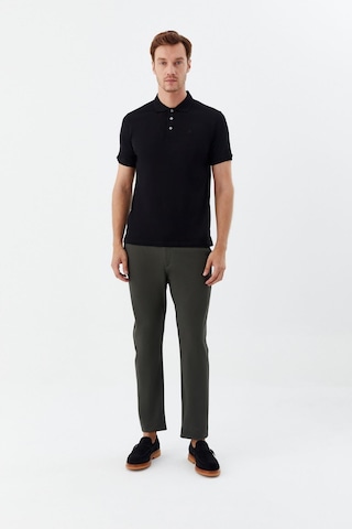 Sabri Özel Erkek Siyah Dar Kesim Slim FitPamuk Dokuma Düğmeli Polo Yaka T-shirt