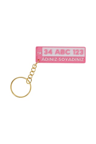 3 Adet Kişiye Özel Plaka Anahtarlık Seti - 1 Kare + 1 Pembe + 1 Mavi İsim Yazılı Avantajlı Paket