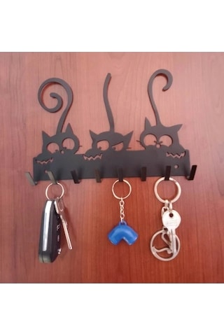 Lazer Anahtar Askısı Kedicik Mat Siyah Mat Siyah