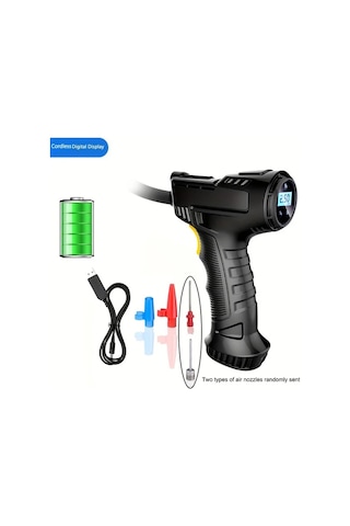 Xuweiwei 120w Siyah Kablosuz Şarj Edilebilir Lastik Şişirici Usb Taşınabilir Hava Kompresörü 150 Psı Dijital Göstergeli Abs 18650 Pil