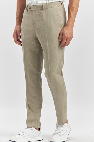 İmza Bej Kendinden Desenli Bez Ayağı Slim Fit Classic Pantolon 1003240165 Bej