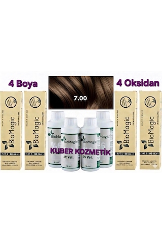 Biomagic 7.00 Kumral Organik İçerikli Amonyaksız Kalıcı Saç Boyası 4 Boya+ 4 Oksidan