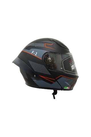 Ws-210 Güneş Vizörlü Çene Açılır Kask Siyah Gri Turuncu Şeffaf Vizörlü İtaly Dizany