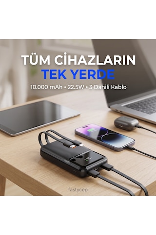 Buradabulabilirsin Snp-3006 10.000 Mah Hızlı Şarj Led Göstergeli Powerbank 3in1 Dahili Kablolu Powerbank Çoklu Giriş Bbz Çok Renkli