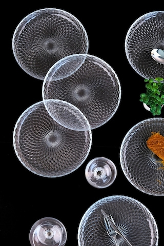 Tabak Evi Aden Cam Pasta Tabağı 19cm Sade 6 Lı 2339 Şeffaf