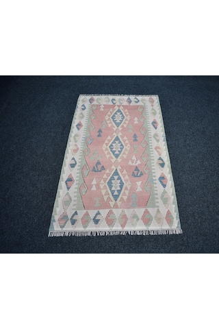 Zehra Abla Halı Vintage El Dokuma Nadir Pastel Pınarbaşı Kayseri Yün Kilim 7458 Çok Renkli