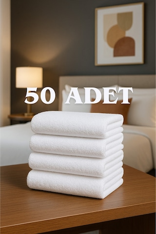 50 Adet Beyaz 50x85 Cm 200 Gram Bukle - Armür Otel El-yüz Havlusu Beyaz