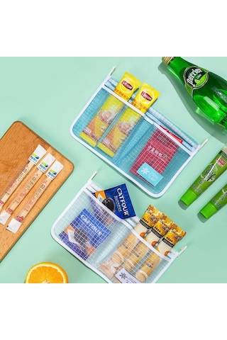 Yunboo Buzdolabı Kapısı Organizatörü 2'li Set - Pp Ve Mesh Malzeme İle Gıda Saklama, Konforlu Depolama Çözümü Mavi