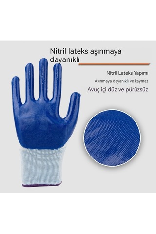 İş Sigortası Eldivenleri Aşınmaya Ve Kire Dayanıklı Siyah 1 Paket 12 Çift