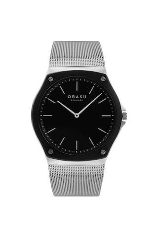 Obaku Denmark V316gxabmc Quartz Gri Hasır Kordon Safir Cam 40 Mm Erkek Kol Saati Siyah