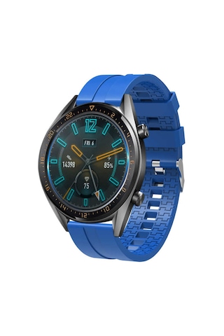 Ekılıf - Huawei Watch Gt3 46mm Uyumlu - Kordon Silikon Kordon Krd-23 - Saks Mavi