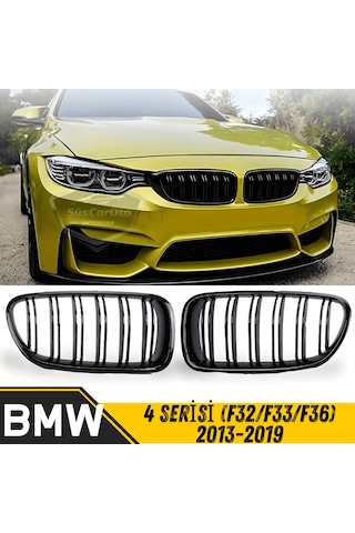 Bmw 4 Serisi F32 F33 F36 2013-2019 Uyumlu Ön Panjur Böbrek M4 Görünüm Izgara Çift Çizgi İthal Piano Black 1.sınıf Sağ Sol Takım