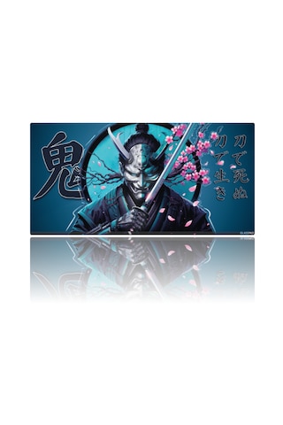 Glasspad Cam Mouse Pad - Premium Temperli Cam - 80x40 Cm Large Oni Samurai