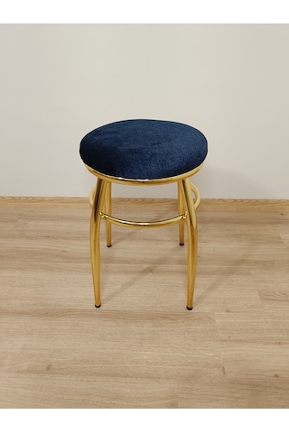 Evko Mobilya Tabure, Bar Taburesi, 2'li Tabure, Gold Ayaklı- Mavi