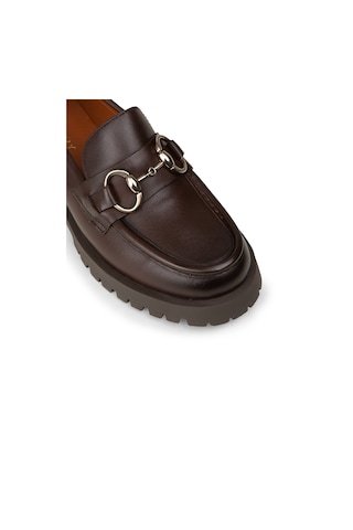 Deery Kadın Kahverengi Hakiki Deri Tokalı Loafer - 02037zkhvc02