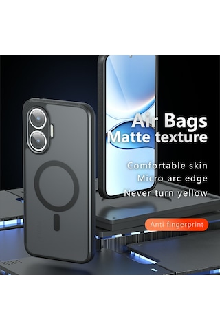 Xiaomi Poco F7 5g Tpu + Pc Skin Dokunmatik Telefon Kılıfı İçin Mat Kılıf Magsafe İle Uyumlu Şeffaf Siyah