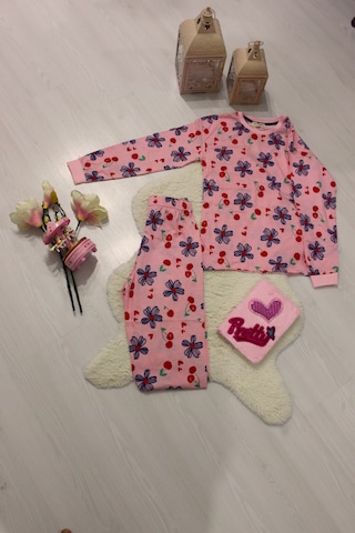 Durukoza %100 Pamuk Kız Çocuk Pijama Takımı Çiçekli 4 Mevsim Pembe