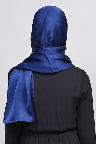 Altobeh Janjan Şık Parlak Saten Dokulu Kadın Tesettür Abiye Şifon Şal - Açık Lacivert