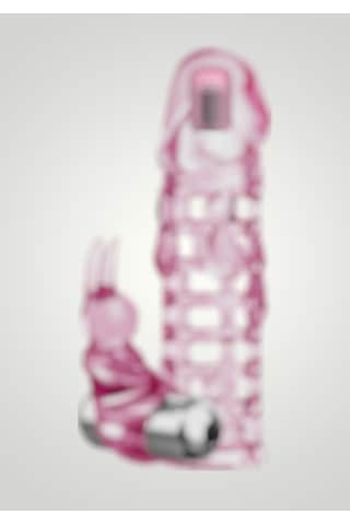 xShopum 3,5 Cm Uzatmalı Tavşan Figürlü Uyarıcılı Çift Titreşimli Penis Kılıfı