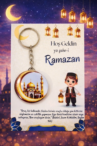 10 Adet Hoş Geldin Ramazan Temalı Açacaklı Anahtarlık 44 Mm Hediyelik Anahtarlık Gümüş