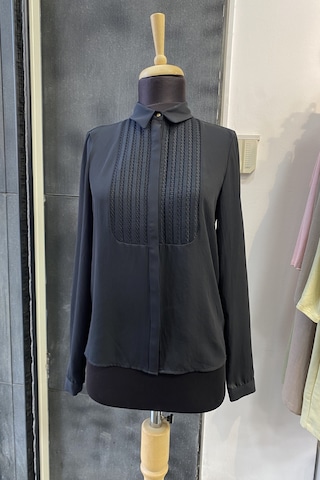 Pera Moda Önü Dantelli Küçük Ve Büyük Beden Şık Gömlek Siyah