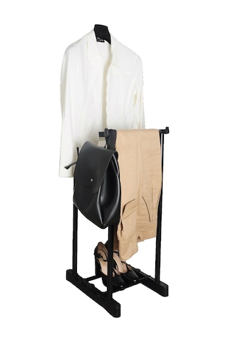 İkili Dilsiz Uşak Elbise Askısı Siyah - Giysilerinizin Yüksekliğine Göre Ayarlanabilir. Siyah