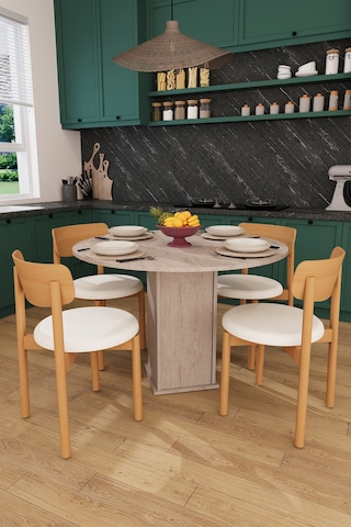 Modern Dolaplı 4 Kişilik Mutfak Yemek Masası Ve Sandalye %100 Mdf Mutfak Yemek Odası Masası Takımı Ymt04 Sidon