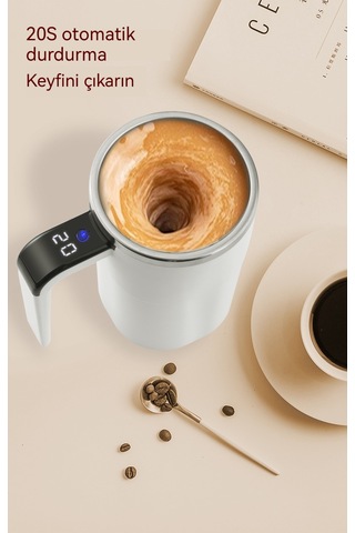 Lyon Otomotiv Karıştırma Kabı Usb Şarj Edilebilme Tembel Kahve Fincanıkupası Beyaz