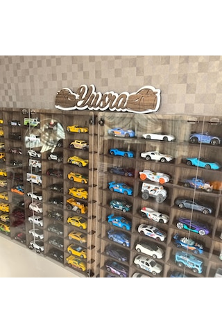 Pleksi Kapak 1/64 Hotwheels, Matchbox Uyumlu Oyuncak Hobi 100lü Araba Rafı Kahverengi
