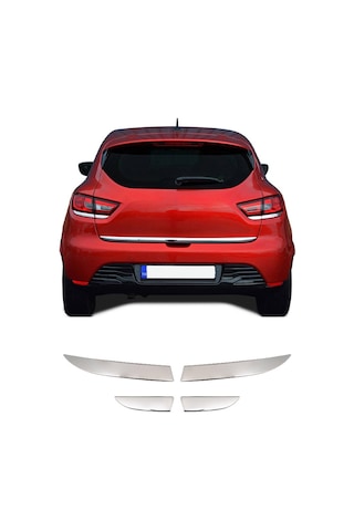 Renault Clio 4 Uyumlu 2012-2018 Krom Arka Stop Alt Çıtası 4 Parça Paslanmaz Çelik