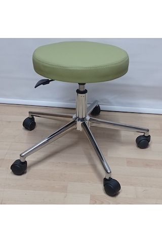 Ofis Taburesi Elden Hidrolikli Açık Yeşil Suni Deri Metal Yıldız