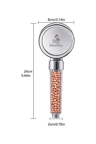 Arıtmalı Tasarruflu Duş Başlığı - 3 Ayarlı Krom & Şeffaf,%200 Artan Basınç,%35 Tasarruf, Kireç & Klor Azaltıcı