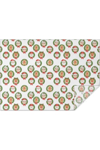 Noel Desenli Dikdörtgen Masa Örtüsü 60x84 İnç, Su Geçirmez Ve Leke Tutmaz Noel Karakter Gülü