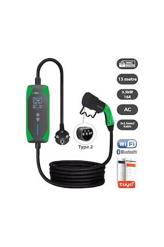 Truwatt Zt215 3.5kw Taşınabilir Elektrikli Araç Şarj Cihazı 16a/220v 15 Metre Truwatt Zt215 3.5kw Taşınabilir Elektrikli Araç Şarj Cihazı 16a/220v 15 Metre