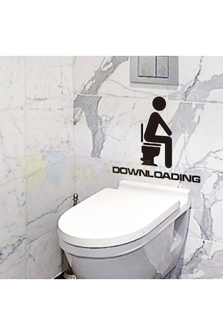 Yılmazetic Downloading Wc Klozet Yapıştırma Banyo Sticker 40 x 35 CM