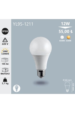 Noas: 12w Led Ampul, Beyaz Işık Yl95-1211