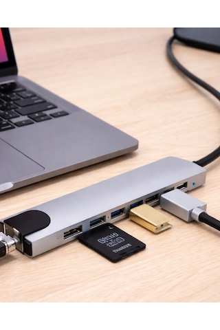 Bay Usb C Çoklu Port Adaptör Hdmı Usb Ethernet Sd Kart Hub Najmaddin