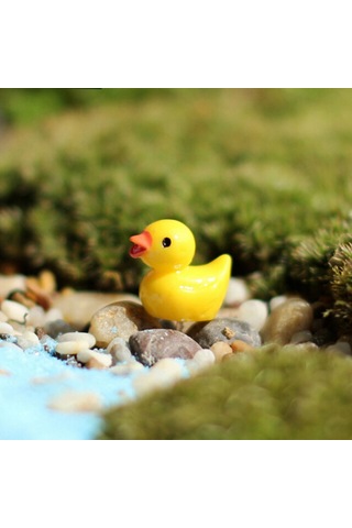 Sones Adet Mini Bebek Evi Aksesuarları Reçine Üç Boyutlu Küçük Sarı Ördek Bitki Dekorasyonu