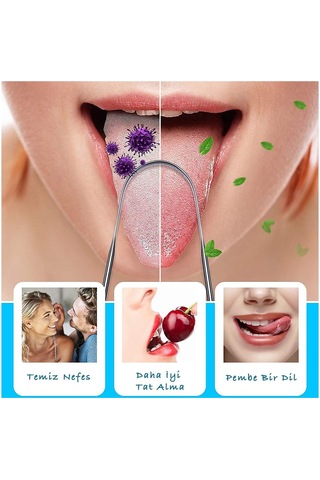 Soillium Metal Güöüş Renk Sağlam Saplı Dil Sıyırıcı Ağız Dil Bakımı