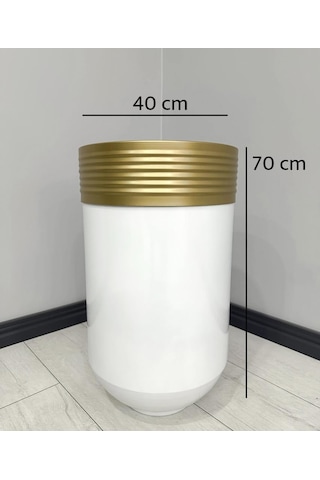 Elegant Dekoratif Eskitme Darbuka Parlak Beyaz Saksı 70cm