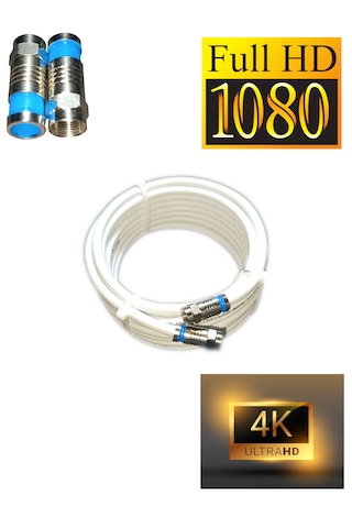 Rg6-u6 4k/full Hd/3d Saf Çelik 1metre F Konnektörlü Anten Uydu Kablosu