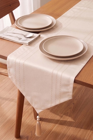 Bej Diana Karlina Püsküllü Runner 35x140 Cm