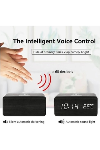 Trendooze Zaman, Ut Tarih, Şarjlı Saat, Kablosuz Dijital Çalar Ahşap Mu