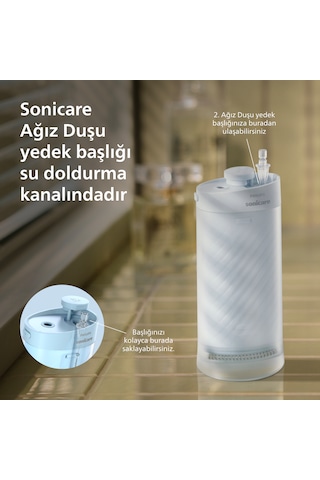 Philips Sonicare Ağız Duşu HX3333/24 - 360° Başlık + Yedek Başlık , 200 Ml, 14 Gün Şarj Süresi , Taşınılabilir