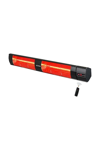 Tr Halogen Black Twin Pro 3000w 2 X 1500w Elektrikli Halojen Infrared Dış Mekan Isıtıcı, 5 Kademeli Uzaktan Kuman