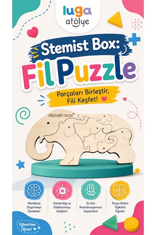 Stemist Box: Fil Puzzle Ahşap