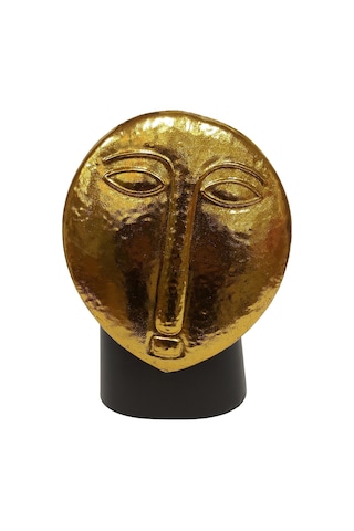 Biev Metal Vazo Yüz Kabartmalı 26x14x36 Cm