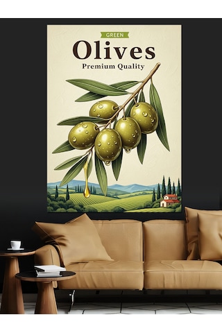 Zeytin Ağacı Dalı Poster Dekoratif Kanvas - Mdf Ahşap Tablo