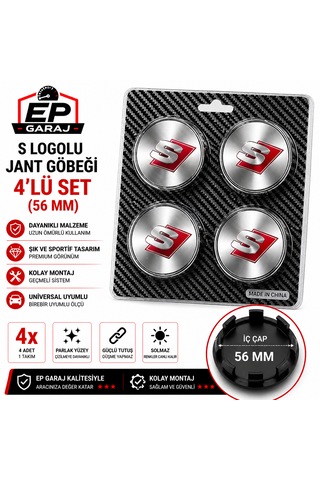 S Logolu Jant Göbeği 4 Lü Set 56 Mm