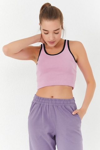 Tommy Life Pembe Basic Sıfır Kol Dar Kalıp U Yaka Kadın Crop Top Atlet - 97162 Pembe